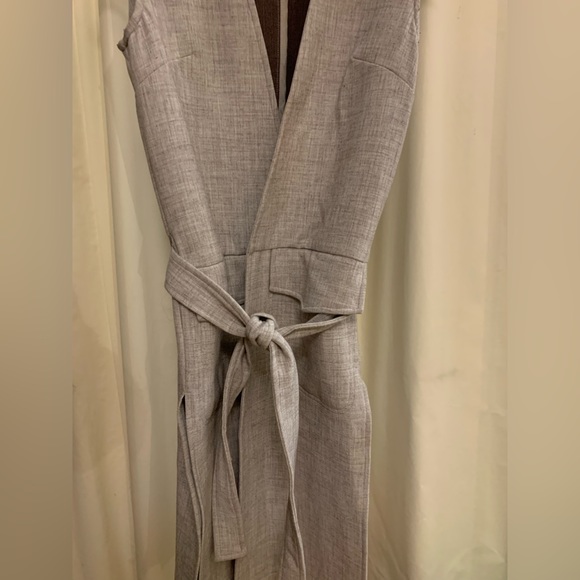 Topshop sz XS Suit vest with belt grey maroon - Picture 3 of 7